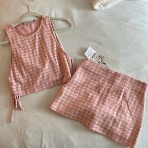 Zara Strawberry houndstooth skort set